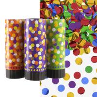 Хлопушка пружинная (4/10 см), Яркое конфетти, Круги фольга, Ассорти