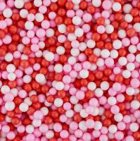 Шарики пенопласт, Цветной микс, Красный/Розовый, 6-8 мм