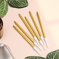 Свечи в торт коктейльные "Шайн", золотой металлик