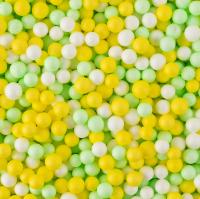 Шарики пенопласт, Цветной микс, Желтый/Зеленый, 6-8 мм