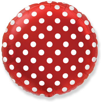 Шар (18''/46 см) Круг, Точки,Красный