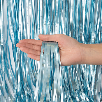 Занавес Дождик Голубой, Матовый металл