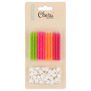 Свечи Яркий микс, 6 см, 24 шт.