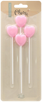 Свечи Сердце, на шпажке, Розовый