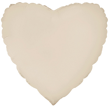 Шар (18''/46 см) Сердце, Кремовый Латте, Матовый