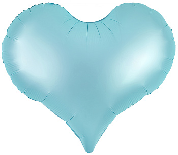 Шар (24''/61 см) Сердце, Люкс, Голубой, Сатин