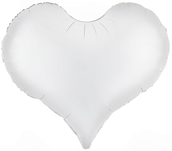 Шар (24''/61 см) Сердце, Люкс, Белый, Сатин