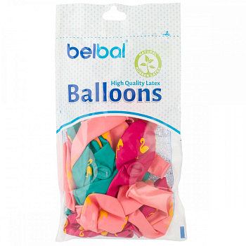 ШАР ВОЗДУШНЫЙ ЛАТЕКСНЫЙ ШЕЛКОГРАФИЯ "ФЛАМИНГО" 14"/35 СМ