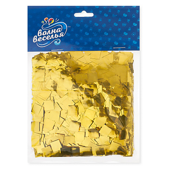 Конфетти фольга Квадрат, Золото, Металлик, 1 см