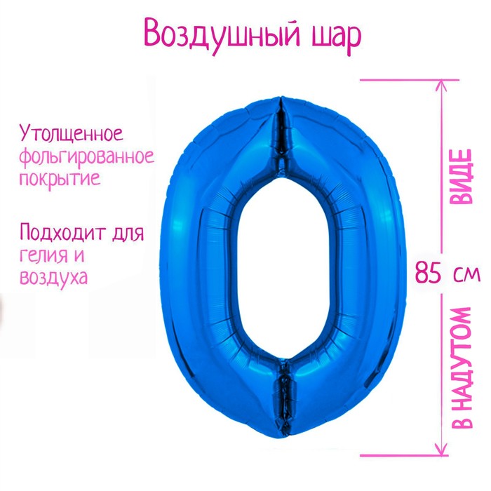 Шар фольгированный 40" цвет синий Slim, цифра 