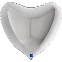 Шар (36''/91 см) Сердце, Серебро Шар (36''/91 см) Сердце, Серебро