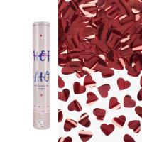 Пневмохлопушка (12/30 см), Люблю, Сердца фольга, Красный