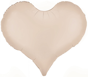Шар (24''/61 см) Сердце, Люкс, Белый песок, Сатин