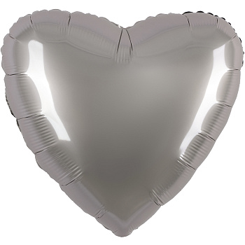 Шар (18''/46 см) Сердце, Лунное Серебро, Матовый