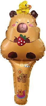 Шар ручной, с клапаном (20''/51 см) Фигура, Капибара с ягодкой