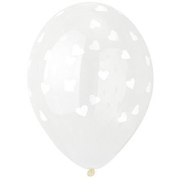 Шелкография кристалл 14" Сердца белые