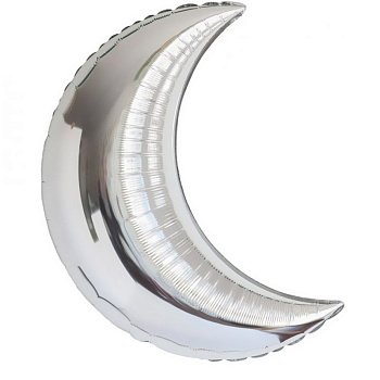 Шар (35''/89 см) Фигура, Полумесяц, Серебро Шар (35''/89 см) Фигура, Полумесяц, Серебро
