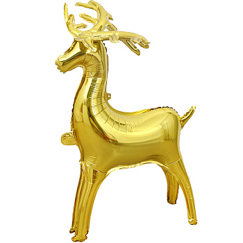 Шар 3D (64''/163 см) Фигура, Олень, Золото, 1 шт. в уп.