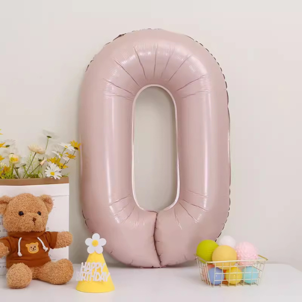 Шар фольгированный 40" цвет Пудровый, цифра (Шар фольгированный 40" цвет Пудровый, цифра (0))